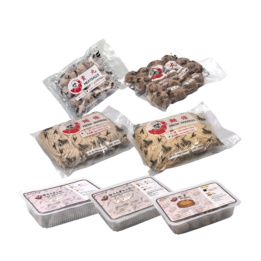 Ya Chou Noodle Bar Kit - Fresh Noodles, Siomai, Dumplings, Meatballs